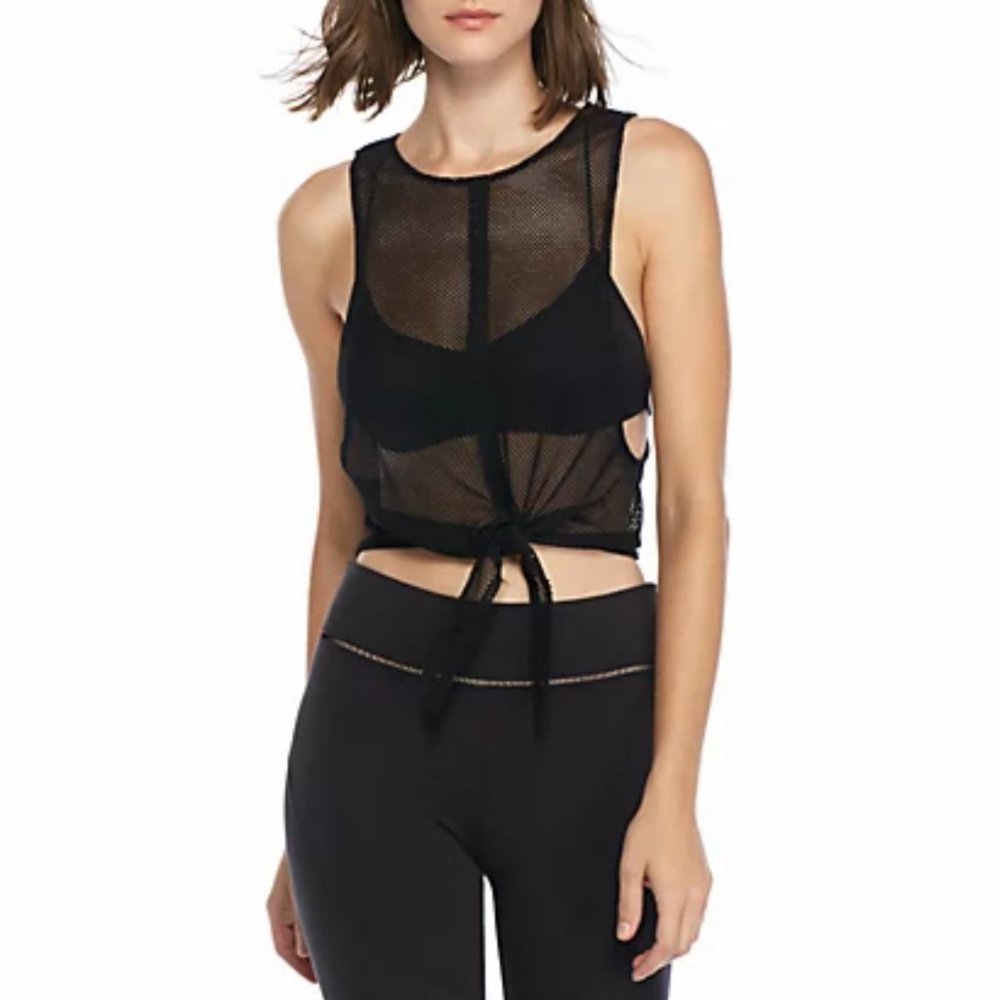 Free People Movement Mesh Dharma Tie Tank in Black - Picture 3 of 8
